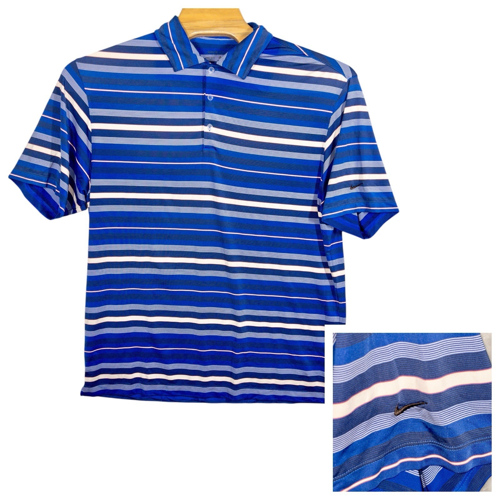 Nike Golf Dri Fit Polo Blue Stripe Mens Xl